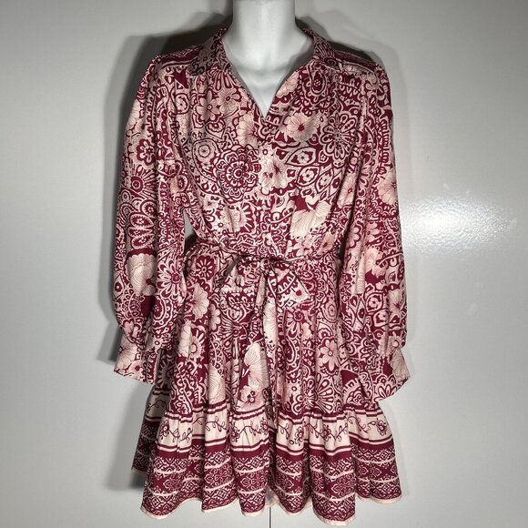 Umgee NWT SZ XL Sangria Silky Floral Print Dress Boho Cottage Core Western - Picture 7 of 11